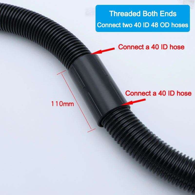 Vacuum Hose Connector Extension Connector Threaded Hose 32/40/50mm Inner Diameter Extension Adapter/Two-Way Connector