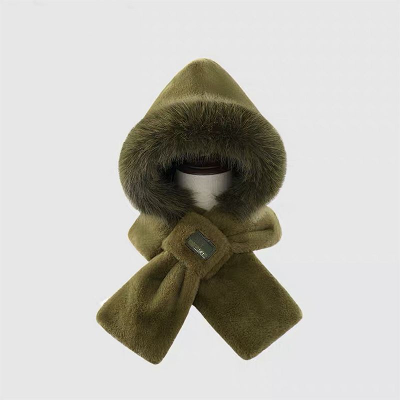 Plush Hat Scarf Men Winter Windproof Cycling Autumn Winter Warm Thickened Hooded Motorcycle Helmet Style Neck Warmer Accessories