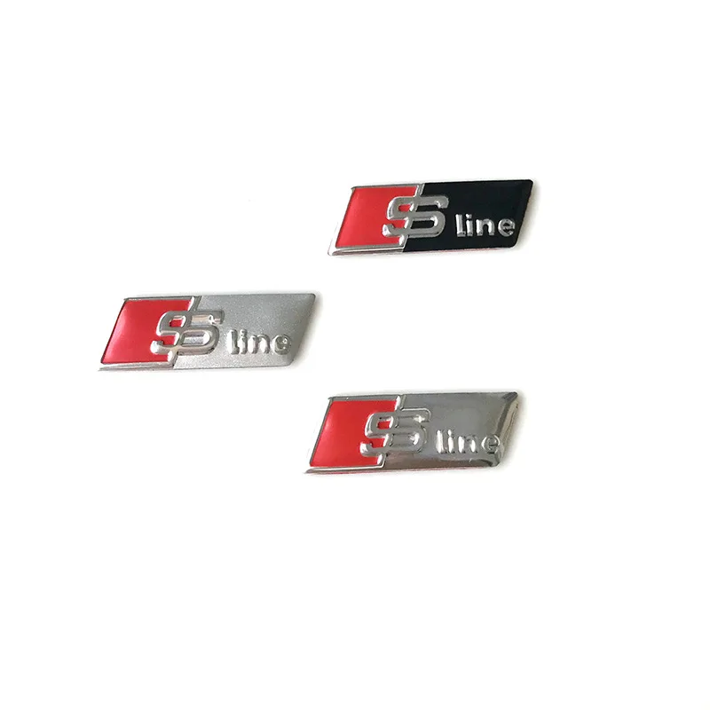 3D Aluminium RS Sline Logo S Line Emblem RS Car Badge For Audi A1 A3 A4 A5 A6 Q2 Q5 Q7 Q3 S3 S4 S6 RS S Line Sticker Accrssorie