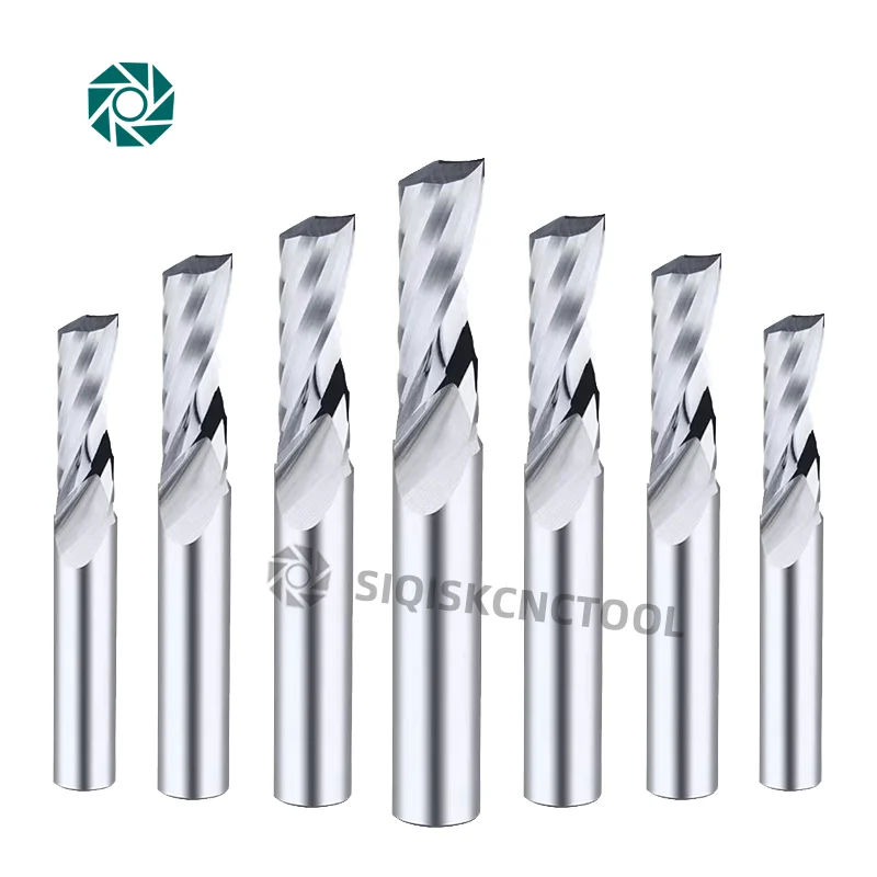 เกลียว End Mill 3.175/4/5/6/8mm Shank ขลุ่ยเดี่ยวเครื่องตัด 3D CNC Router บิตแกะสลักตัดสําหรับอะคริลิคไม้อลูมิเนียม