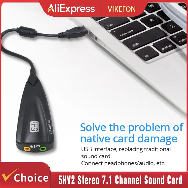 5HV2 Stereo 7.1 Kanal mit Kabel-Soundkarte USB-Soundkarte Computerspiele dedizierte externe High-End-Soundkarte