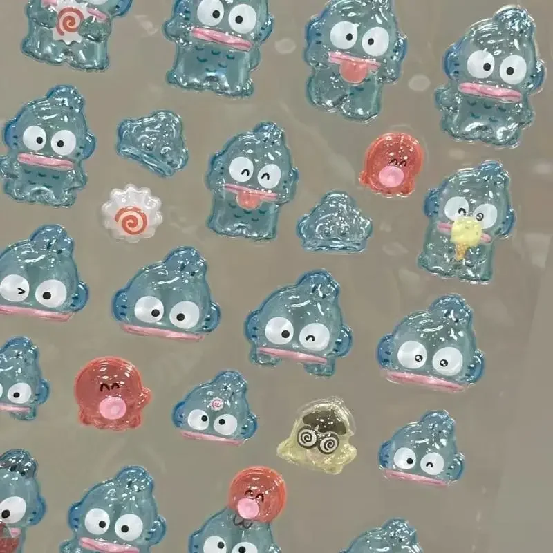 Sanrio hangyodon kawaii dos desenhos animados 3d alívio bonito adesivos crianças e meninas adesivo decorativo presentes de aniversário criativo periférico