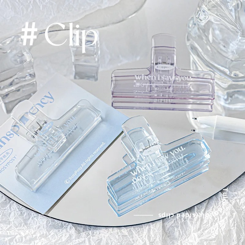Clip de papel acrílico transparente de gelatina, Clip de papel de Color transparente, papeles de prueba, almacenamiento de archivos, Clip de resorte, accesorios bonitos de oficina, 1 ud.