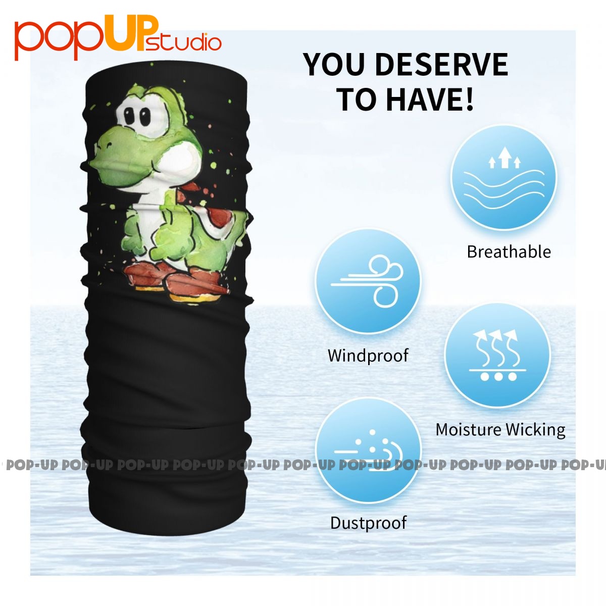 Yoshi Watercolor Neck Gaiter Bandana Scarf Face Mask