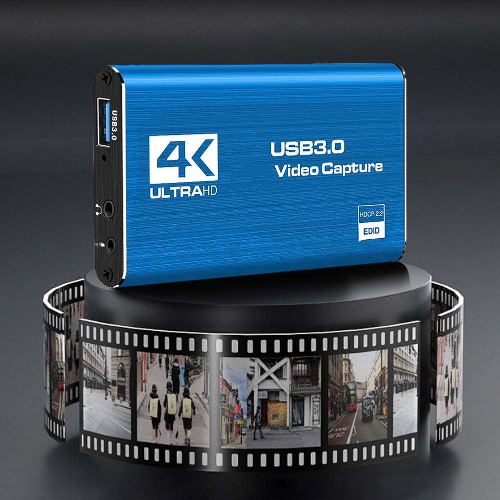 4K HDMI-Compatible USB 3.0 Video Capture Device 1080P 60FPS Audio Video Capture Card 60Hz for OBS Capturing Game Audio Mic Live