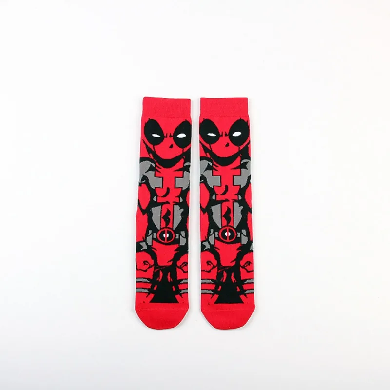 Medias Deadpool & Wolverine para hombre, calcetines largos de Marvels, accesorios de ropa de Anime, calcetines de algodón a la moda, calcetines medianos para las cuatro estaciones