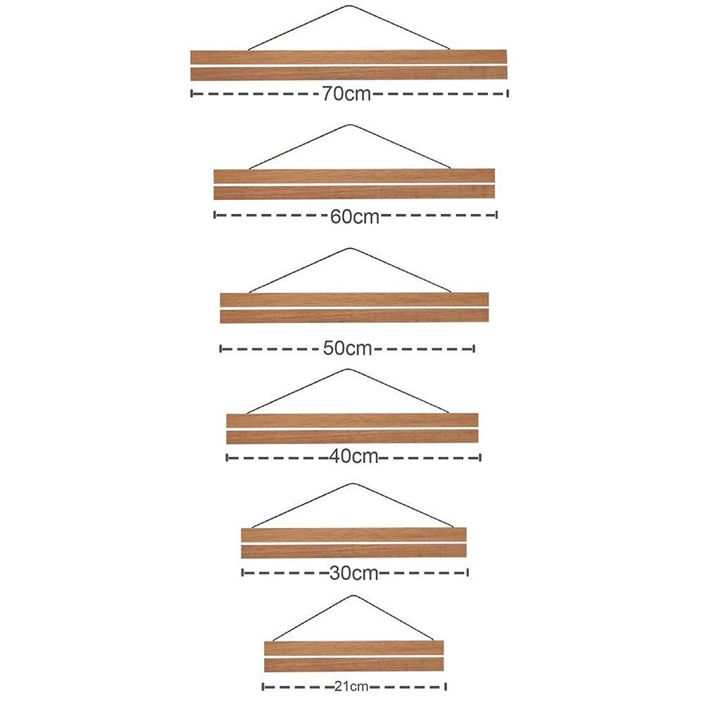 Natural Wood Magnetic Poster Hanger 21 30 40 50cm Teak Pine Scroll Painting Frame Wood Photo Frame Black White Canvas Frame