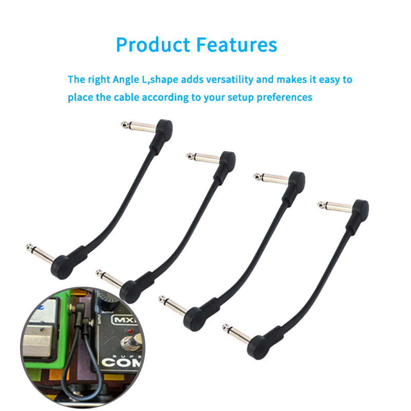 Cable de conexión negro XDSPLO, 6 pulgadas, 15cm, macho a macho, accesorios para instrumentos musicales para Pedal de efecto de guitarra eléctrica