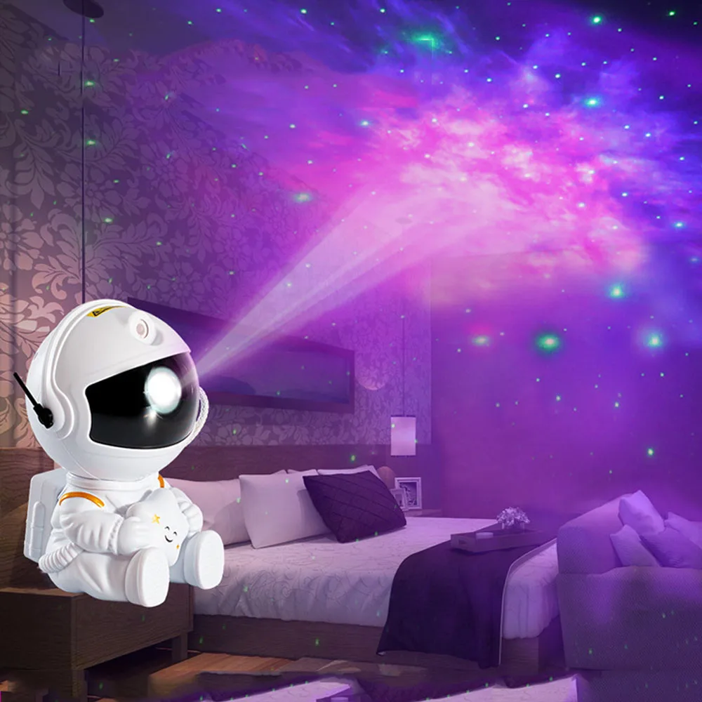 Proyector de astronauta USB de 5V, cielo estrellado, galaxia, estrellas, luz LED nocturna, lámparas de escritorio para decoración de habitación interior, luces de mesa