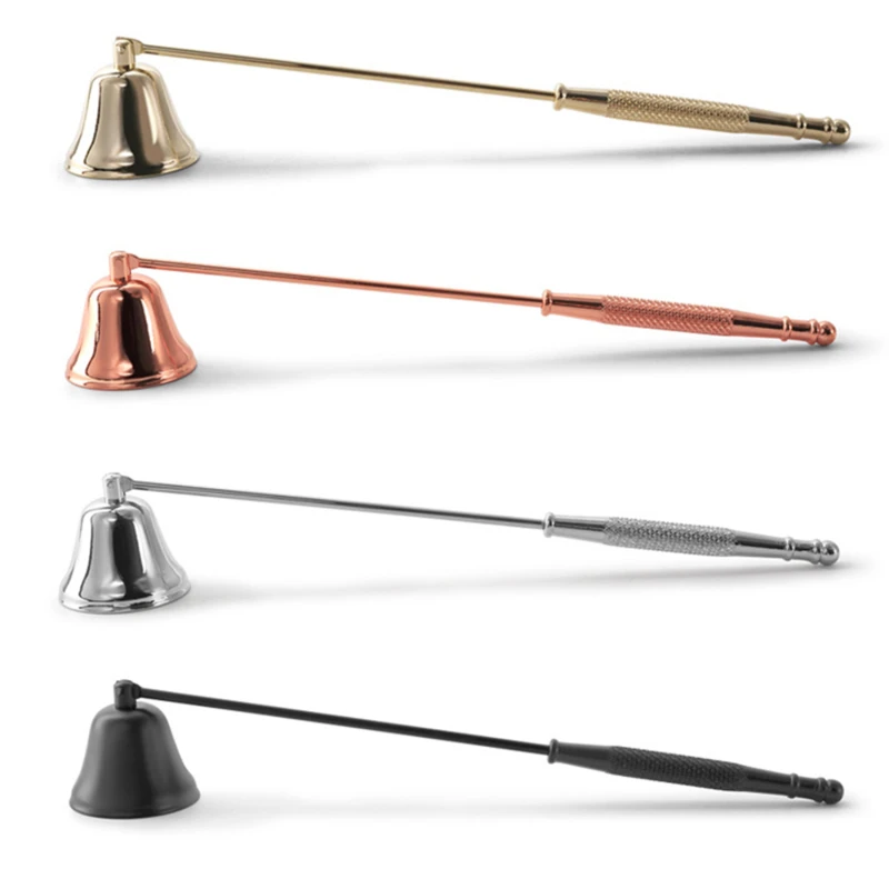 Estintore per candele a forma di campana in acciaio inossidabile a 4 colori Forniture per maniglie per estintore per candele per banchetti domestici vintage