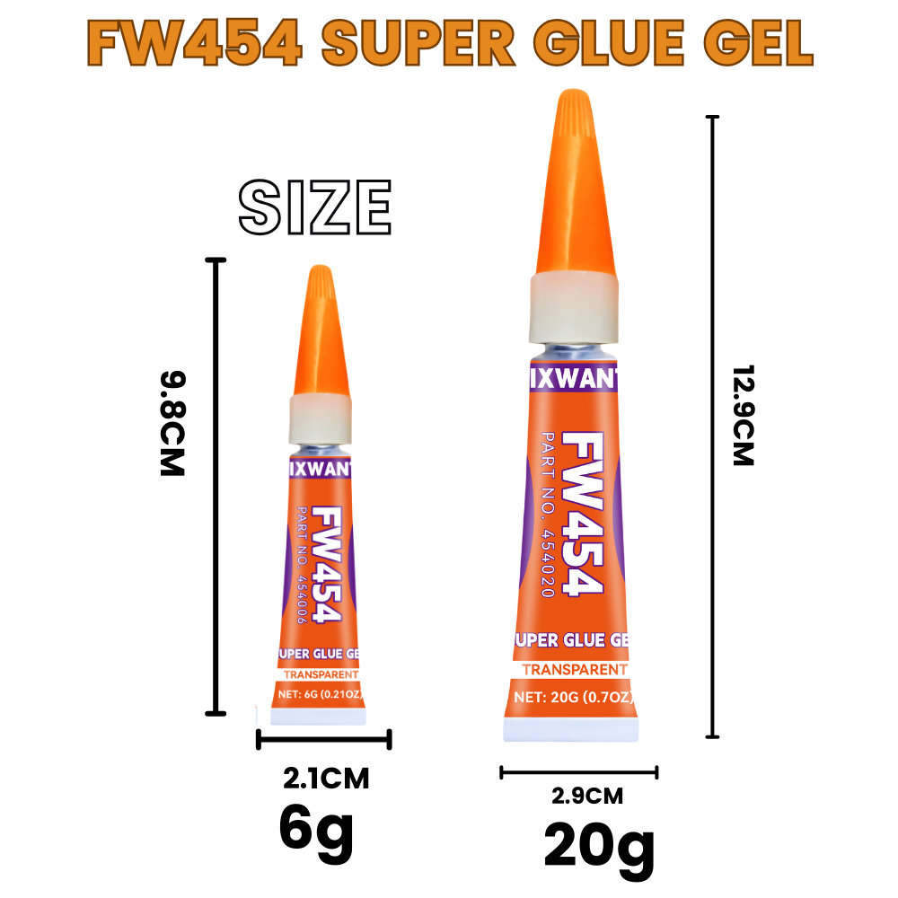 Super Glue Gel - Strong Instant Adhesive for Coral, Metal, Plastic, Wood, Ceramic, Rubber - Quick Dry & Waterproof 6g/20g