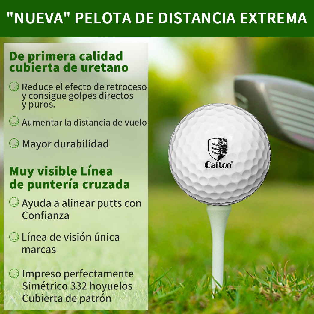 Caiton-pelota de golf de Ultra Larga Distancia, doble núcleo, diseño aerodinámico, vuelo aumentado en 40 yardas +, 12/6/3 piezas (opt)