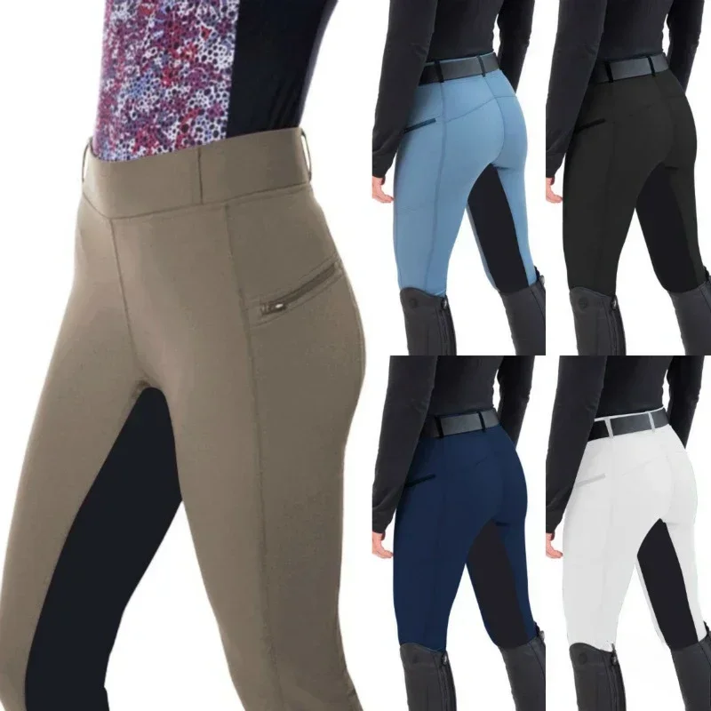 Leggings de mujer Pantalones elásticos Moda Casual Leggings con cremallera Pantalones ecuestres Montar a caballo