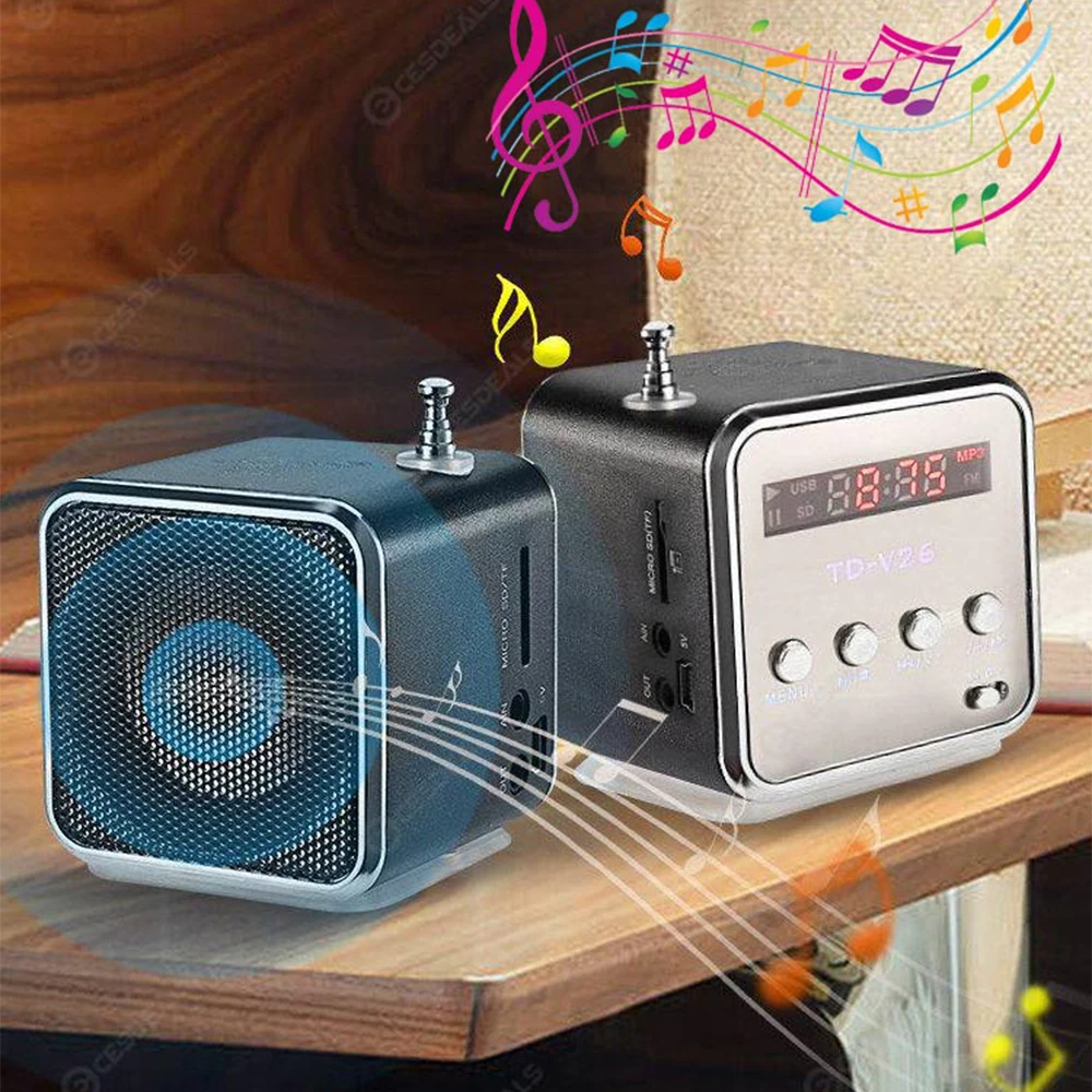 Tragbare TD-V26 Digitale FM Radio Drahtlose Lautsprecher Mini FM Radio Empfänger LCD Display Stereo Lautsprecher Unterstützung SD/TF Karte