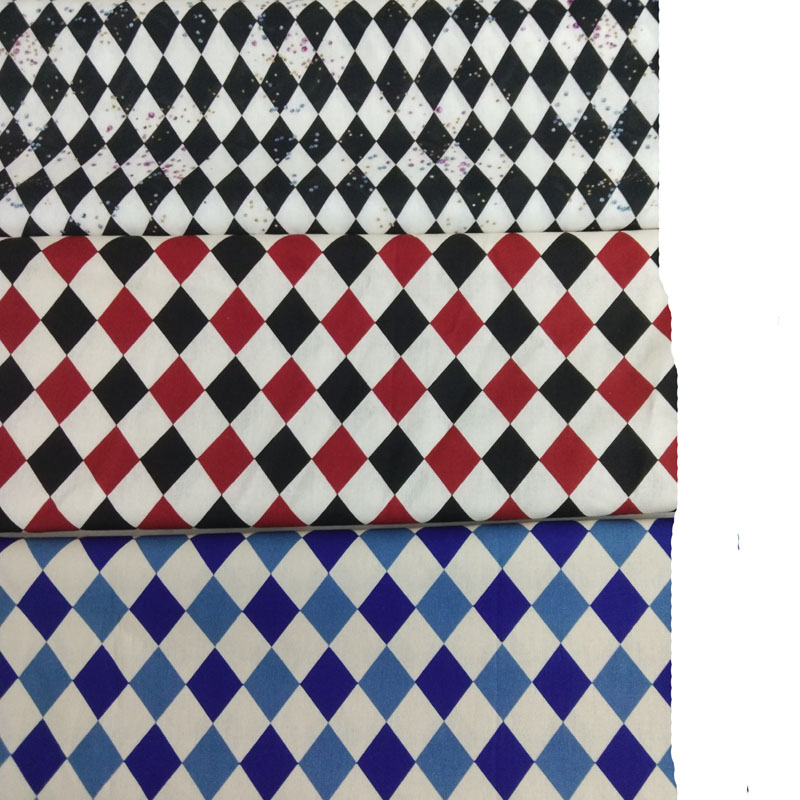 ViapHia 100% хлопок, цифровая печать, серия «Алмазная геометрия», хлопчатобумажная ткань с принтом F1, клетки, ткань для шитья, платье, текстильная ткань