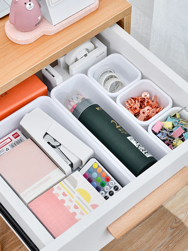 8 unid/set cajón de almacenamiento caja de almacenamiento artículos diversos soporte de joyería caja organizadora de maquillaje cocina baño bandejas de almacenamiento cubierta de armario