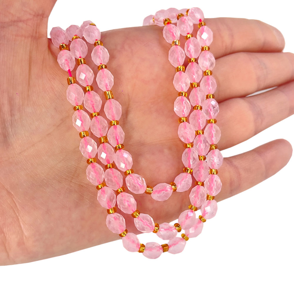 Batu Matahari kuarsa mawar alami bentuk telur 6x8mm manik-manik longgar segi empat batu permata alami pembuatan perhiasan manik kristal