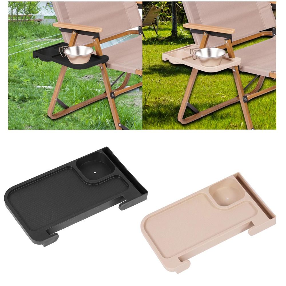 Bandeja de almacenamiento lateral multiusos para silla de PP, soporte de carga lateral de bandeja de almacenamiento, portátil, portavasos, Camping