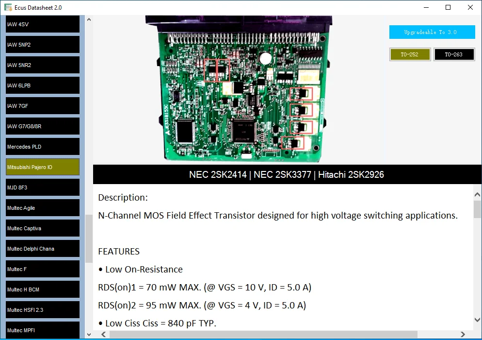 Ecus Datasheet 2.0 ECU reparasi Software PCB Schematics dengan komponen elektronik mobil ECUs dan informasi tambahan