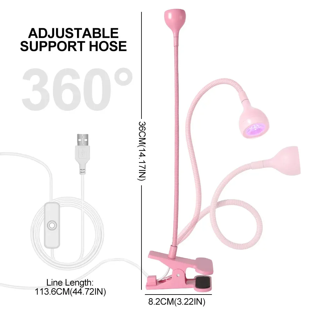네일 폴란드어 건조 램프에 대 한 UV LED 빛 360 유연한 클립 온 데스크 클립 미니 USB 휴대용 네일 건조기 매니큐어 살롱 도구