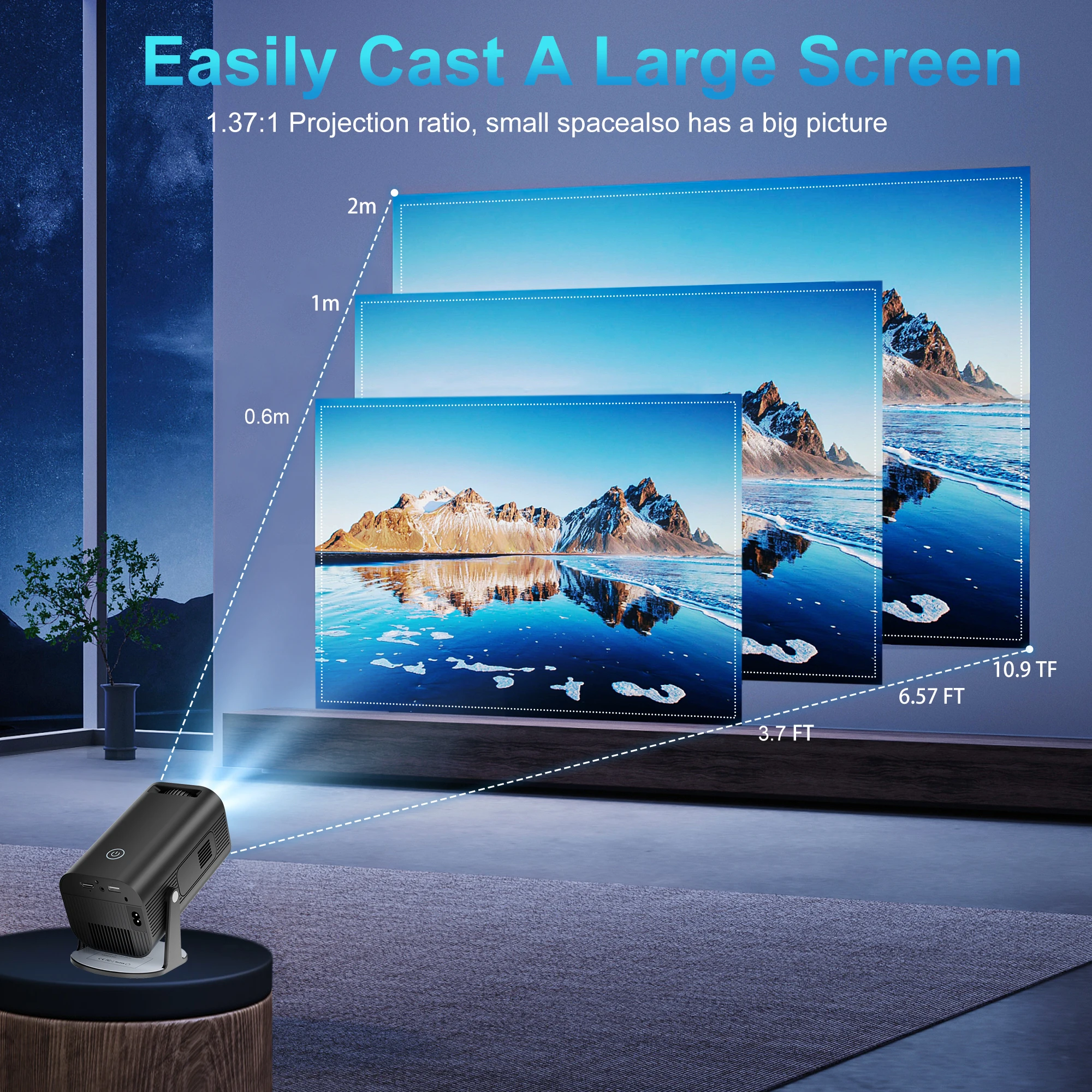 Salange p330 mini projektor 4k android 11,0 1080 ansi native 5,0 p wifi6 bt 2. 0 8k kino tragbares video beamer sync android iphone