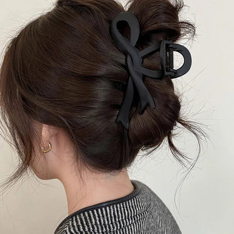 13cm grampos de cabelo fosco fita vintage arco garras de cabelo caranguejo headwear grampos de cabelo rabo de cavalo de tubarão para mulheres acessórios de cabelo presilhas