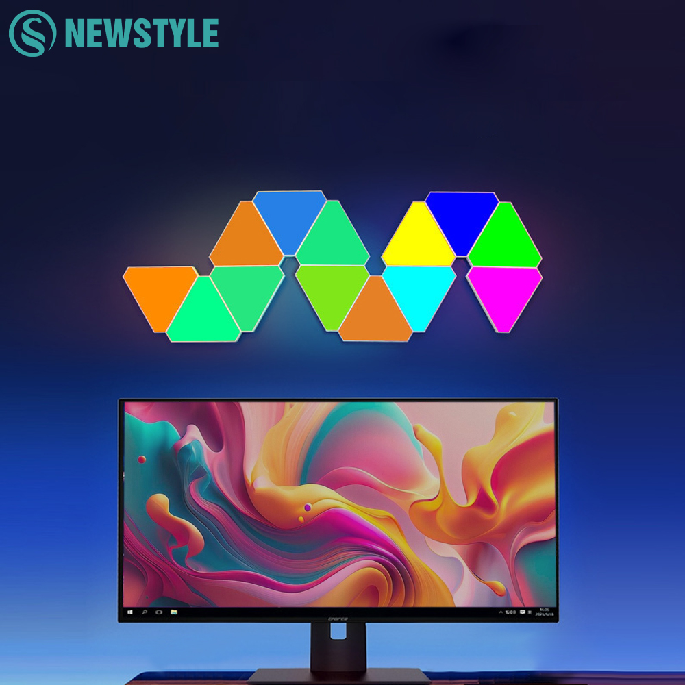 Applique murale triangulaire intelligente à LED, WiFi RVB, veilleuse intérieure, décoration de chambre à coucher, salle de jeux, télévision, escales