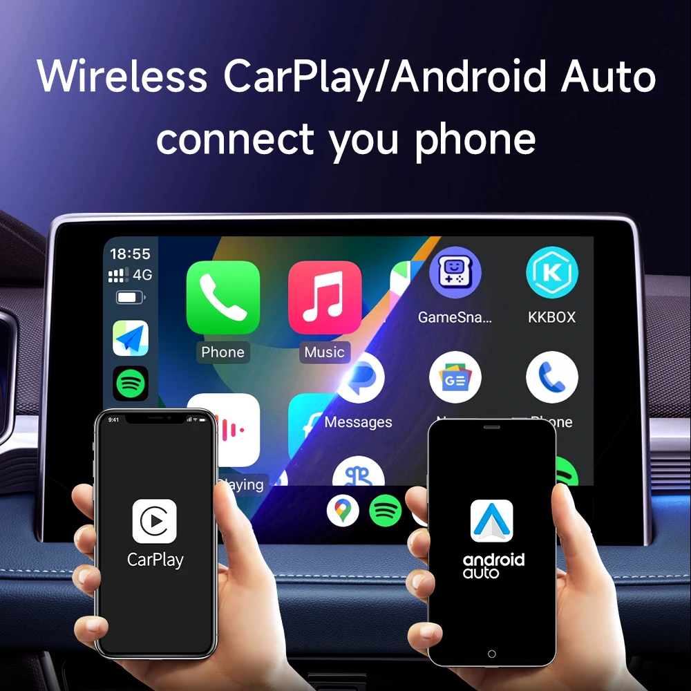 HEYINCAR CarPlay Smart Ai Box Plus, Android 11, CarPlay inalámbrico, Android Auto, YouTube, Netflix, adaptador IPTV, Sistema Inteligente para coche