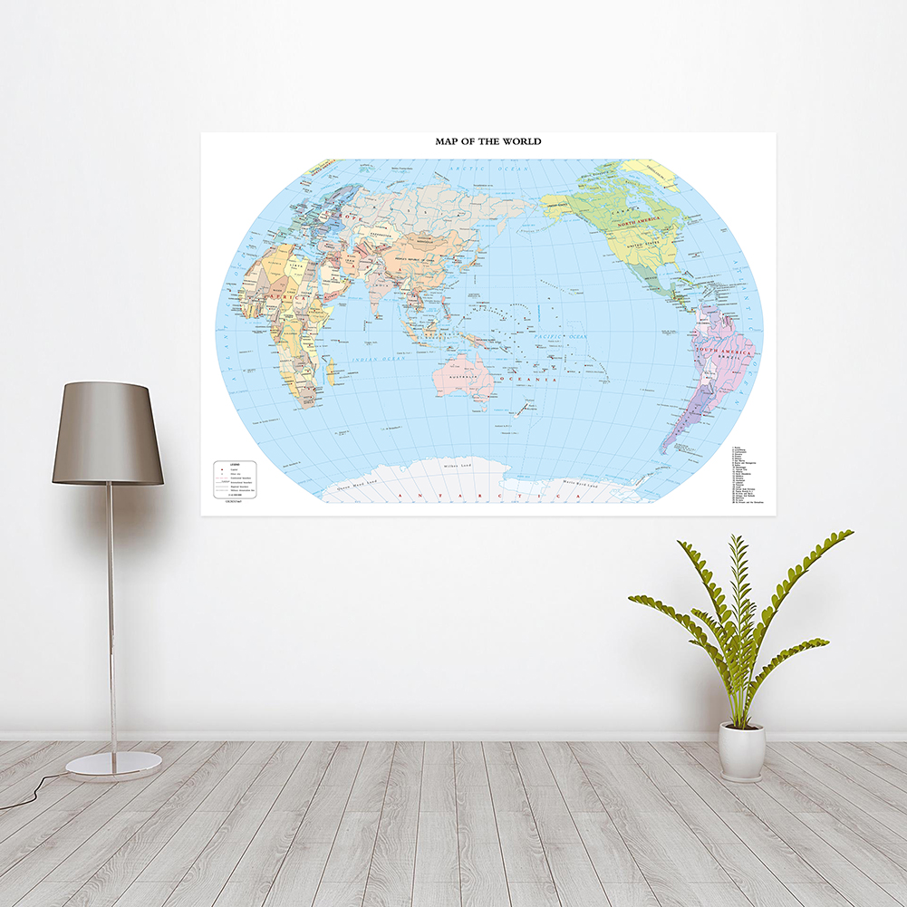 Foldable World Map Adesivos De Parede, Tecido Não-Tecido, Imagem Decorativa, Material de Estudo Escolar, Decoração De Casa, 150x100cm