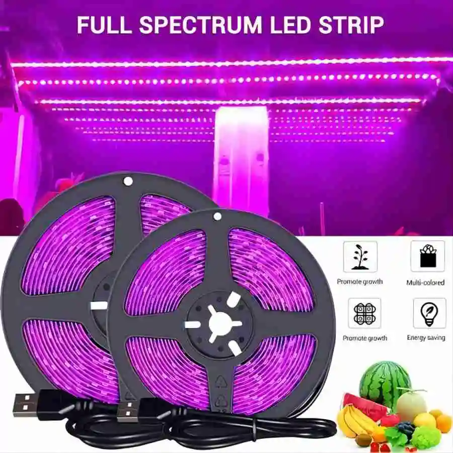 1m/2m/3m/5m/10m led espectro completo luz de crescimento de plantas 60 contas de lâmpada/m tira led fitolampy estufa planta semente luz de crescimento