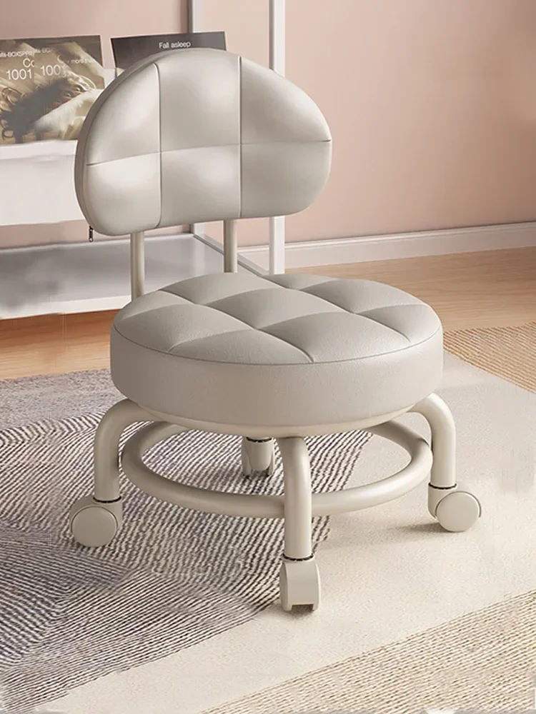 Pedicure Chair Work Low Stool Backrest Pulley Changing Shoes Round Stool Office Footstool Floor Cleaning Stools Salon Furniture