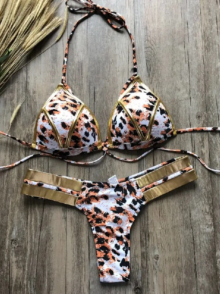 2019 or estampage femmes Bikini ensemble Sexy rembourré femmes maillot de bain Push Up maillot de bain Bikini été maillots de bain brésil maillot de bain