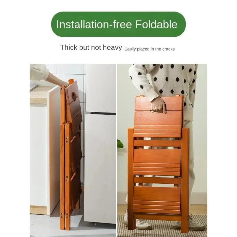 Sedia con scala pieghevole in legno massello per uso domestico, sgabello e scala a doppio uso, scala multifunzionale per interni per arrampicata e pedaling
