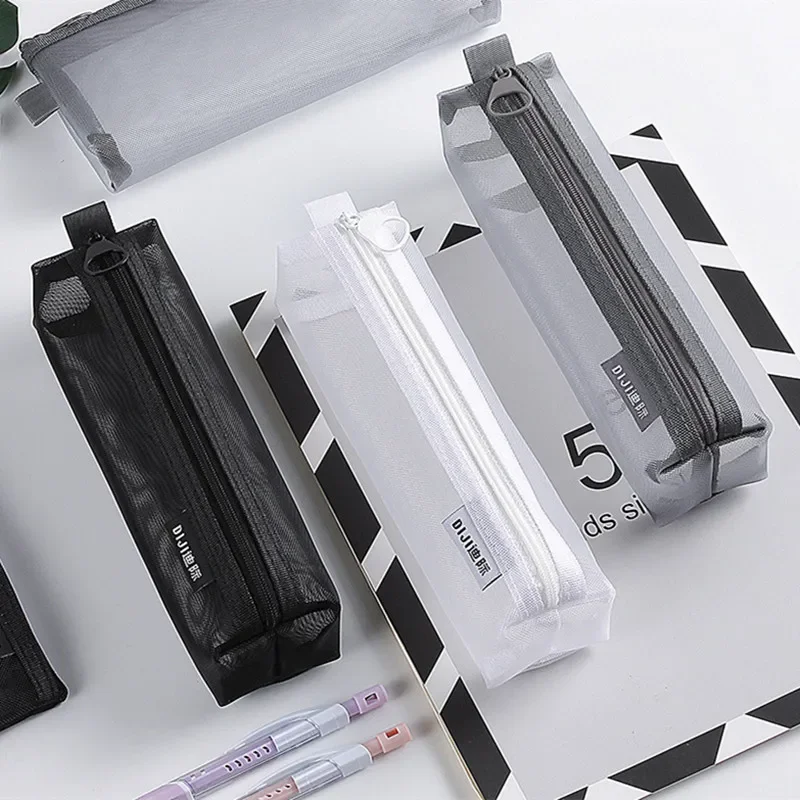 Singple Xám Đen Trang Điểm Lớn Dung Tích Xay Đựng Mỹ Phẩm Trong Suốt Bàn Chải Túi Sinh Viên Ba Chiều Nylon Đựng