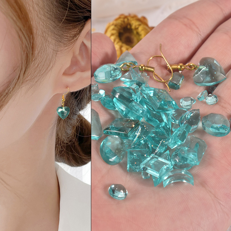 Diy espelho jóias de cristal resina epóxi molde amor geometria lua variedade gemstone pingente molde