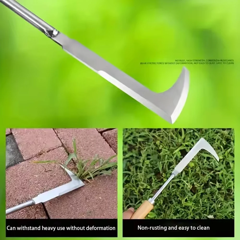 1PC Heavy Duty Carbon Steel Mower Sickle Manual Weeding Tool for Road Cracks and Garden