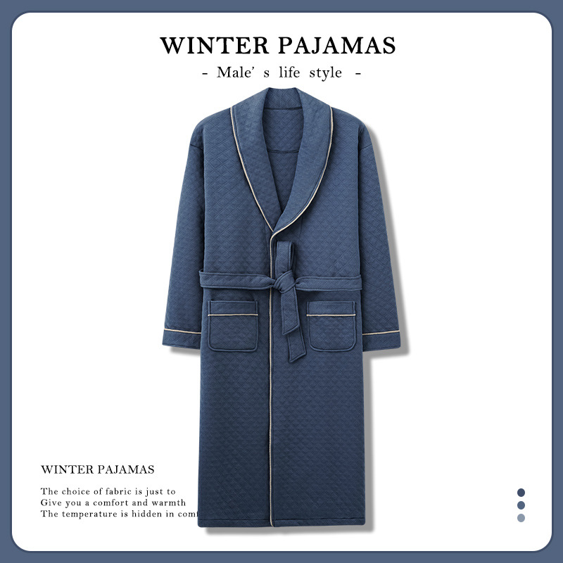Albornoz cálido de lujo para hombre de invierno, vestido de noche acolchado de algodón de talla grande, bata para caballero, Kimono, bata elegante para hombre, nuevo