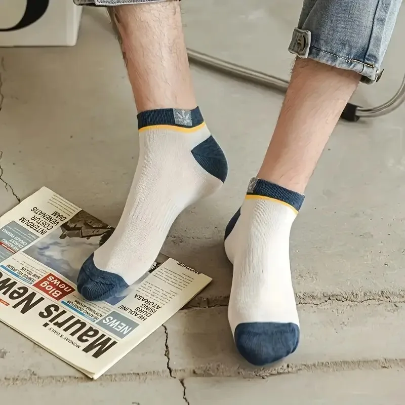5/10/20 paar unisex kleurblok zijlabel bootsokken zacht comfortabel ademend geurbestendig sportstijl casual paar sokken