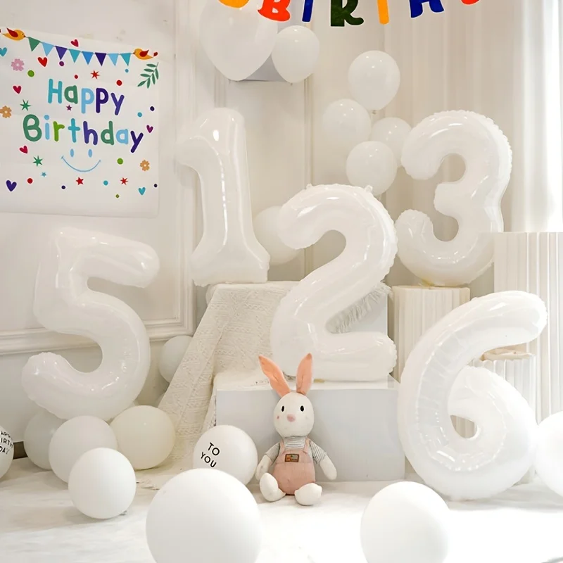 32 นิ้วสีครีมลูกโป่งจํานวน 1-9 ขนาดใหญ่ฟอยล์บอลวันเกิดงานแต่งงาน
