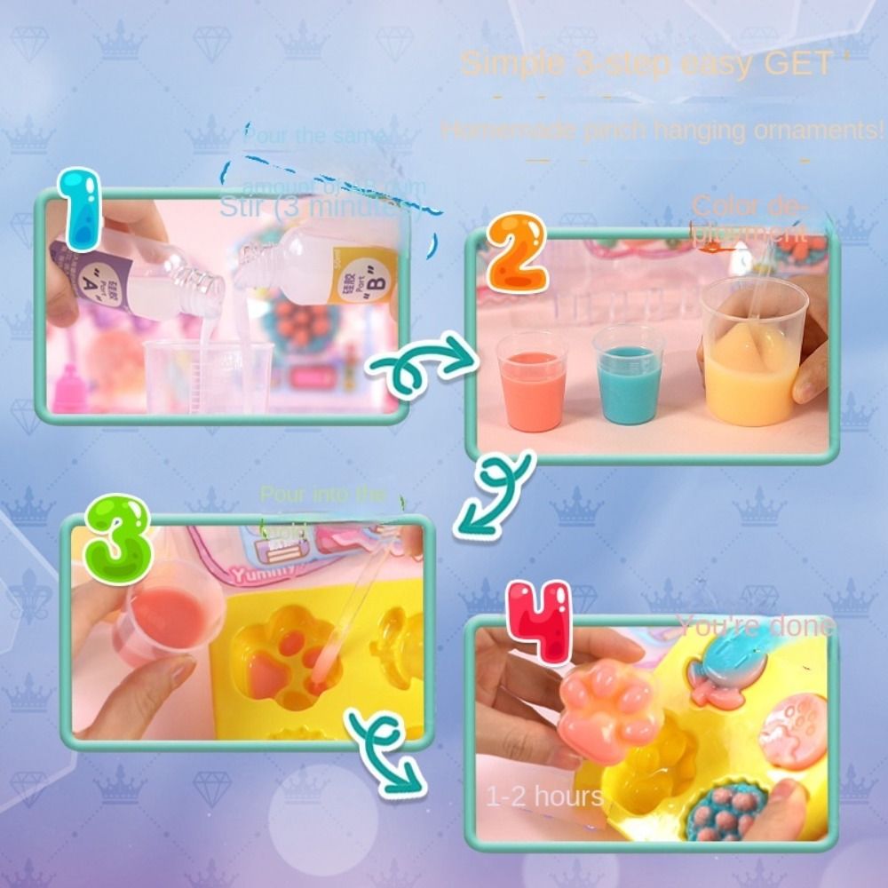 Cat Claw Pinching Toy Material Pack DIY Craft Blowable Bubble Cat Paw Mochi Material Pack Reusable Non-marking