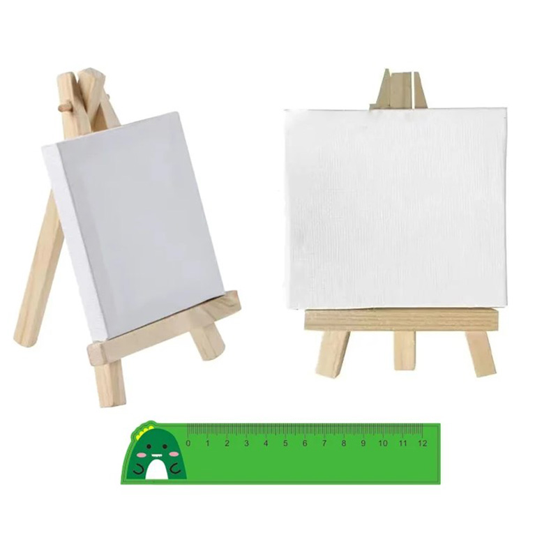 2 Sets Mini Canvas Panel Wooden Easel Sketch Pad Settings For Painting Crafts Drawing Decoration Gift Art Supplies