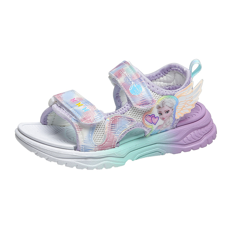 Disney Kinder Schuhe Sommer Elsa Mädchen Mesh Strand Sandalen Mode Gefrorene Prinzessin Weichen Boden Licht Peep Toe Sandalen Größe 26-37