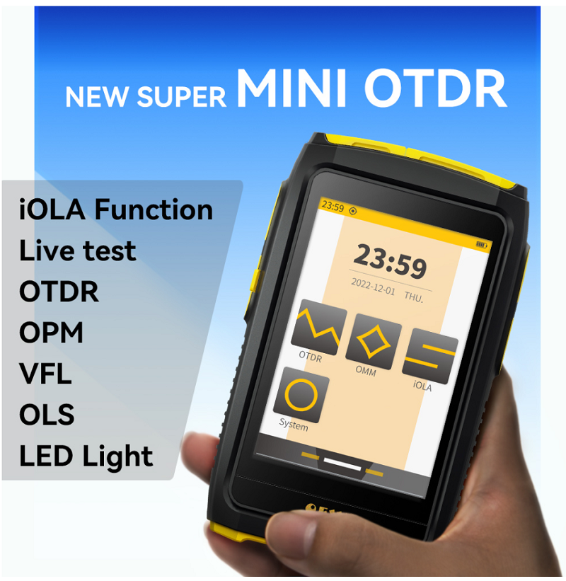 OFW Mini OTDR Оптический отражатель Otdr Активный оптоволоконный живой тестер 1550 нм 20 дБ Оптический рефлектометр Сенсорный экран OPM VFL iOLA