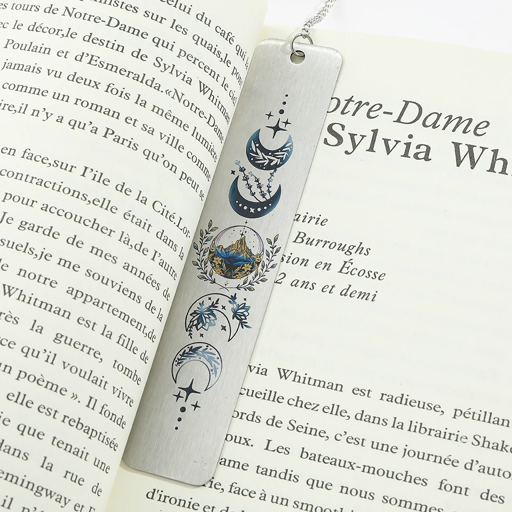 Segnalibro a mezzaluna lunare in acciaio inossidabile Segnalibro pagina vintage Modello squisito per regali di forniture di cancelleria di moda per uomo donna