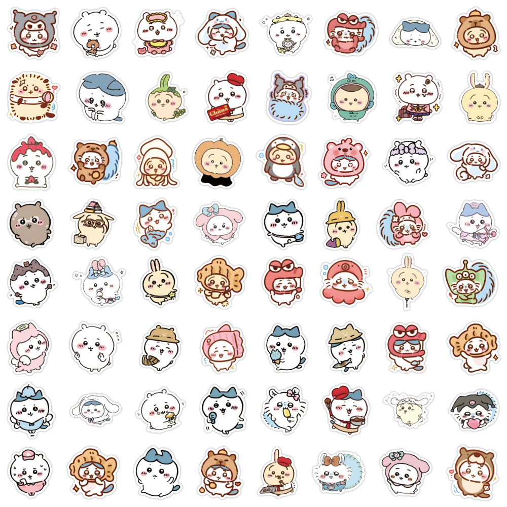 64PCS Nette Chiikawa Aufkleber Cartoon Laptop Telefon Snowboard Gepäck Kühlschrank DIY Aufkleber Graffiti Aufkleber Kind Spielzeug Geschenk