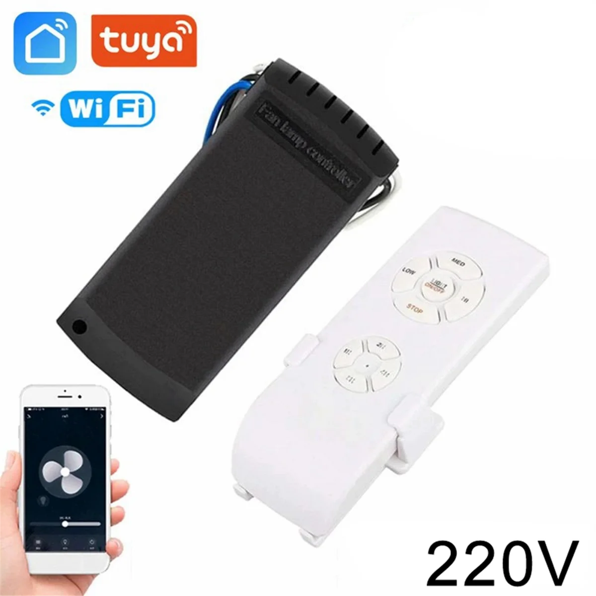 BABQ Tuya WiFi 스마트 천장 팬 원격 제어 키트 APP 제어 스마트 홈 Alexa Google 홈, 220V 용 풍속 조정
