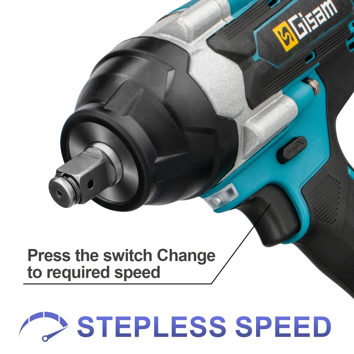 Gisam 1800N.M Torque Brushless Electric Impact Wrench 1/2 inch Cordless Wrench Screwdriver Power Tool For Makita 18V Battery Pin