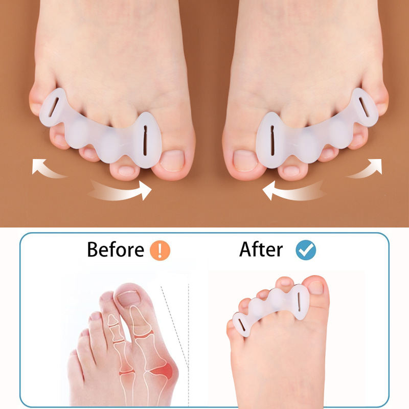 2Pcs=1Pair Hard Silicone Toe Finger Separator 3 Hole Hallux Valgus Orthopedic Spacers Bunion Overlapping Hammer Foot Corrector