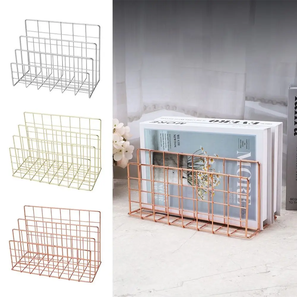 Multicolor Iron Bookshelf Multi-porpose 3 Compartments Book Rack Iron Art Installation Free Magazine Organiser Shelf