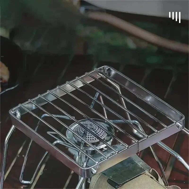 Supporto per fornello da esterno in acciaio inossidabile da campeggio pieghevole portatile mini set di rack per barbecue portavasi supporto per teglia da forno